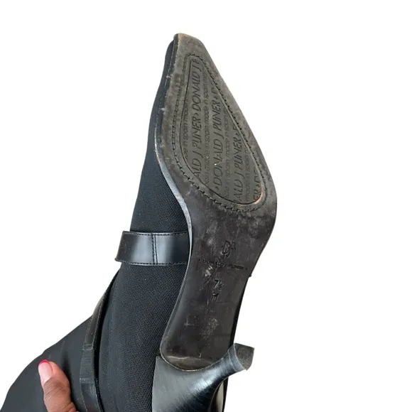Donald J. Pliner Boots Black Over The Knee Pointy toe  stretch fabric  7 1/2