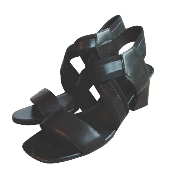 Donald J. Pliner Britini Black Strappy Sandals Women' Block Heel Sandals Size 9