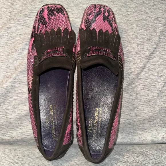Donald J. Pliner Danie Loafers, Pink and Black, Size 10, EUC
