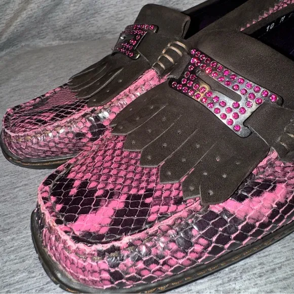 Donald J. Pliner Danie Loafers, Pink and Black, Size 10, EUC