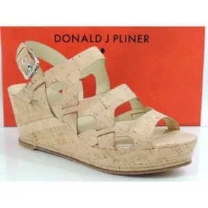 Donald J Pliner Fran Strappy Platform Wedge Sandals Heels Natural Cork Size 10