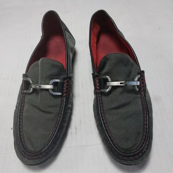 Donald J Pliner Men's Gray and Black Slip-on Loafers Size 8M