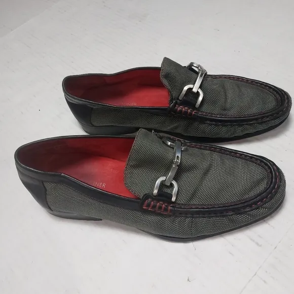 Donald J Pliner Men's Gray and Black Slip-on Loafers Size 8M