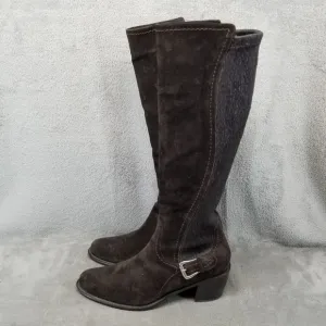 Donald J Pliner Shoes Womens Size 7.5 Brown Suede Stretch Panel Knee High Boots