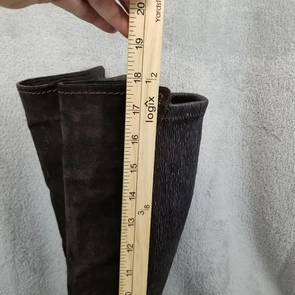 Donald J Pliner Shoes Womens Size 7.5 Brown Suede Stretch Panel Knee High Boots