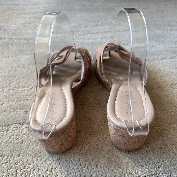 Donald J. Pliner Tan Suede Wedge Platform Toe Ring Sandals Interweaving Straps 8