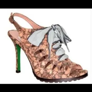 Donald J Pliner Lisa Ilyna Rock Cork Lace-Up Slingback Heels 10