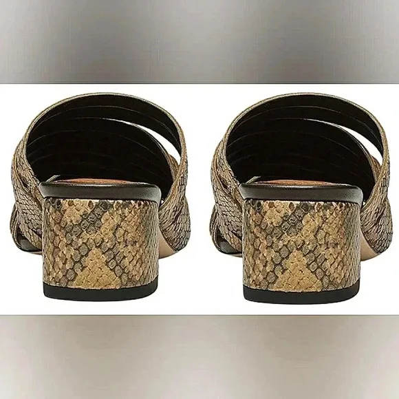 Donald Pliner 11 Reptile Brown Leather  Slip On Sandals New