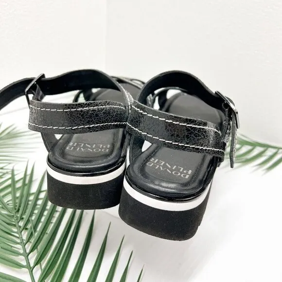 Donald Pliner Black Pyper Pebbled Metallic Leather Strappy Sandals Size 9.5 NWB