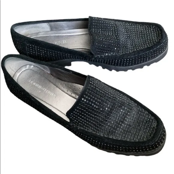 𝅺Donald Pliner black suede embellished slip on loafer