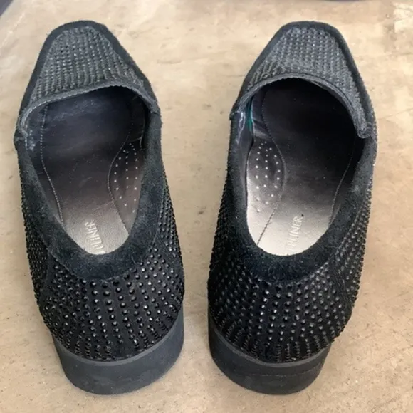 𝅺Donald Pliner black suede embellished slip on loafer