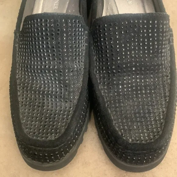 𝅺Donald Pliner black suede embellished slip on loafer
