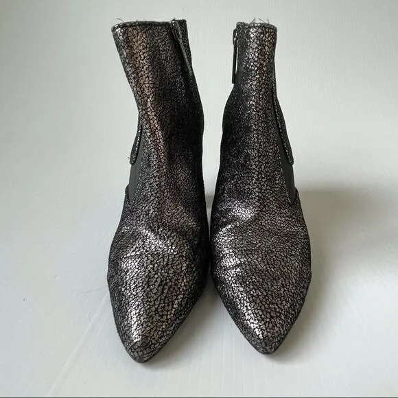 Donald Pliner Blis heeled boots booties metallic with stretch panel