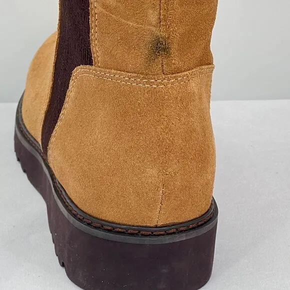 Donald Pliner Codie Carmel Tan Suede Brown Stretch Zip Tall Knee High Boots 8.5