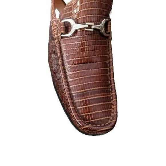 Donald Pliner Darrin2‎ Slip-on Cognac Croc Embossed Leather Italian Men's Size 9