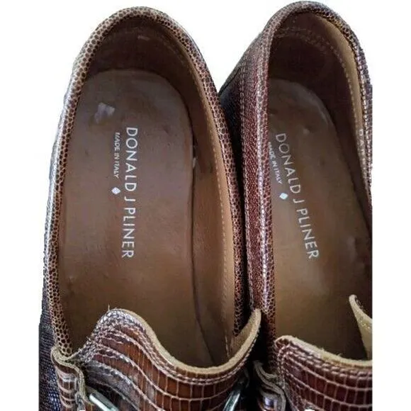 Donald Pliner Darrin2‎ Slip-on Cognac Croc Embossed Leather Italian Men's Size 9