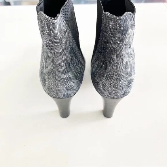 DONALD PLINER Hyde Metallic Sparkle Black Leopard Heel Bootie