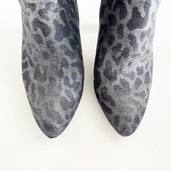 DONALD PLINER Hyde Metallic Sparkle Black Leopard Heel Bootie