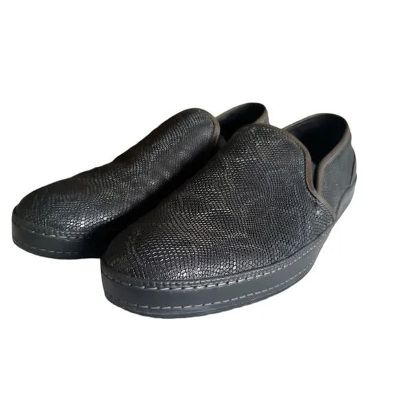 Donald Pliner Jefery-Mo Snake print Slip On Fashion Loafers Black Men's Sz 13 M