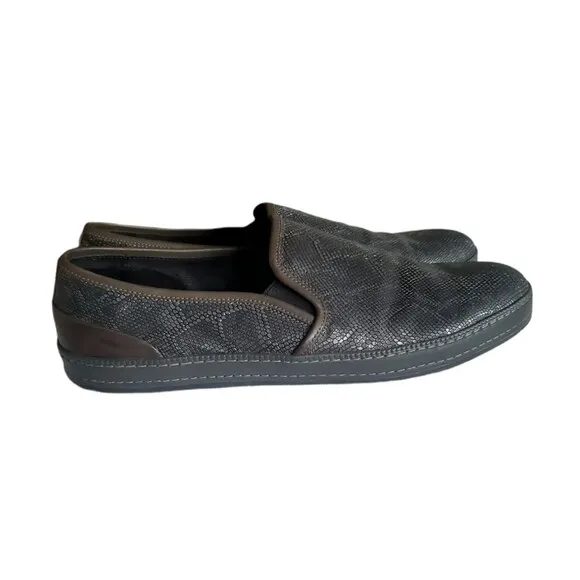 Donald Pliner Jefery-Mo Snake print Slip On Fashion Loafers Black Men's Sz 13 M