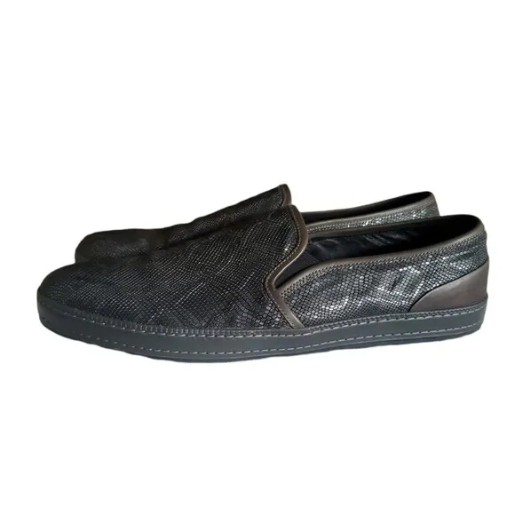 Donald Pliner Jefery-Mo Snake print Slip On Fashion Loafers Black Men's Sz 13 M