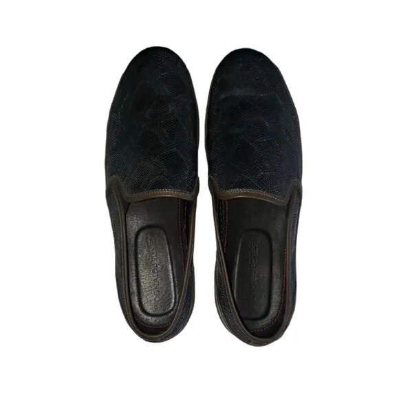 Donald Pliner Jefery-Mo Snake print Slip On Fashion Loafers Black Men's Sz 13 M