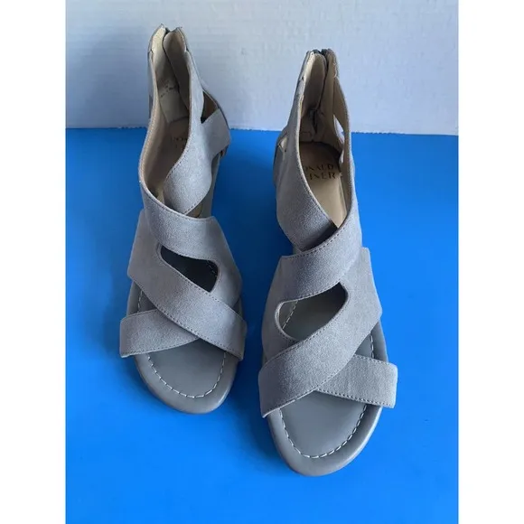 Donald Pliner Vela Gray Suede Leather Open Toe Strappy Sandals 9M New