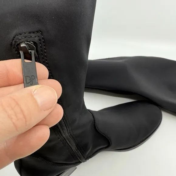 DONALD PLINER Zela Black Crepe Stretch Tall Boots Black Women 7.5 Classic
