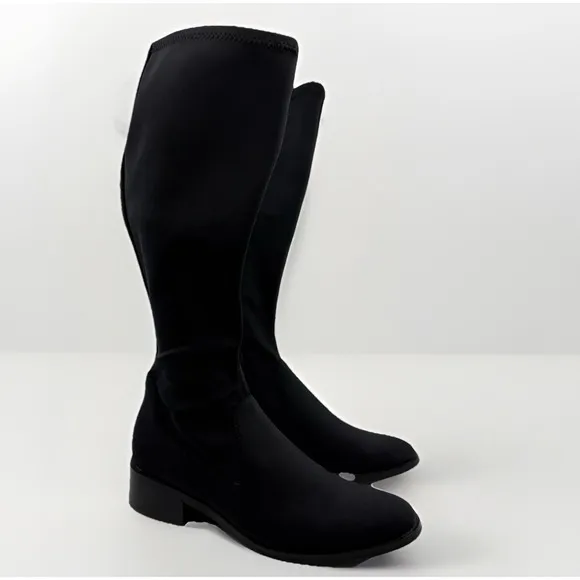 DONALD PLINER Zela Black Crepe Stretch Tall Boots Black Women 7.5 Classic