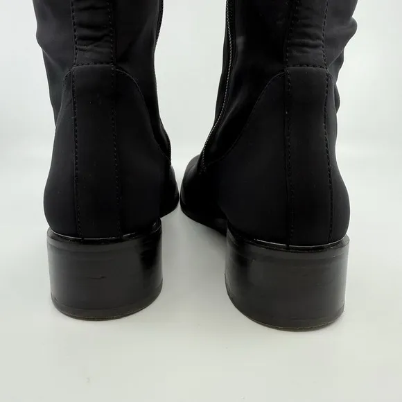 DONALD PLINER Zela Black Crepe Stretch Tall Boots Black Women 7.5 Classic