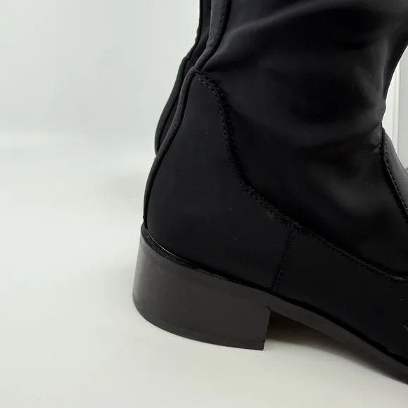 DONALD PLINER Zela Black Crepe Stretch Tall Boots Black Women 7.5 Classic