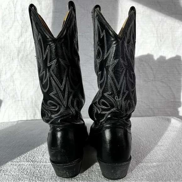 Double H HH Vintage Black Leather Cowboy Boots Mens 8EE Western Riding Boot 2361
