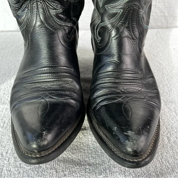 Double H HH Vintage Black Leather Cowboy Boots Mens 8EE Western Riding Boot 2361