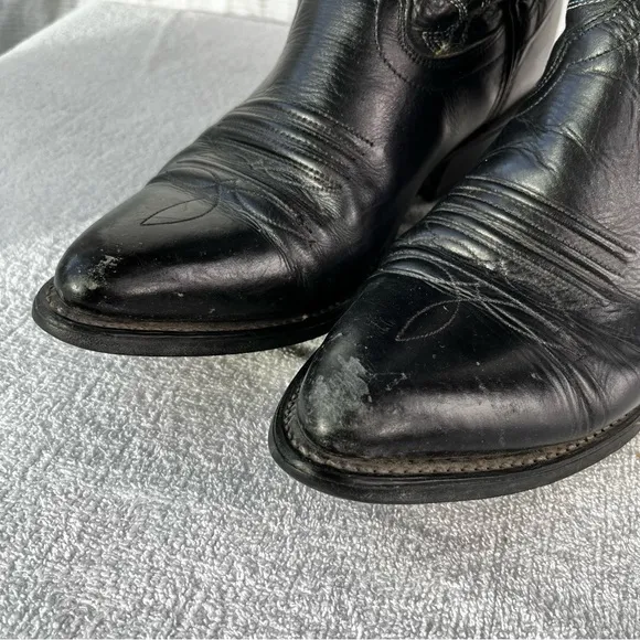 Double H HH Vintage Black Leather Cowboy Boots Mens 8EE Western Riding Boot 2361