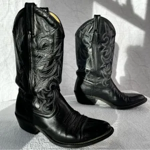 Double H HH Vintage Black Leather Cowboy Boots Mens 8EE Western Riding Boot 2361