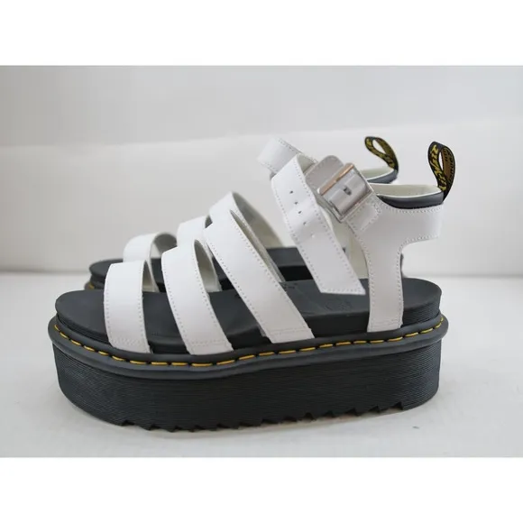 Dr Doc Martens Blaire Hydro Platform Strappy Sandals Womens 11 White Black New