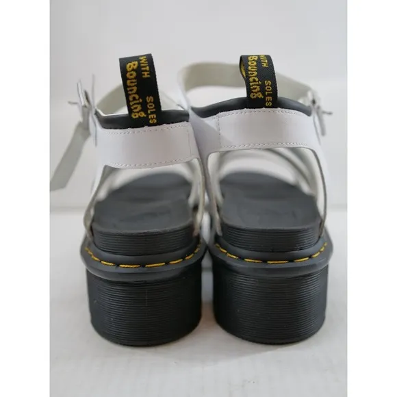 Dr Doc Martens Blaire Hydro Platform Strappy Sandals Womens 11 White Black New