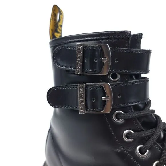 Dr. Martens 1460 ALT Dual Buckle Black Patent Leather Combat Boots 6 90's Grunge