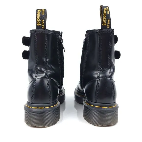 Dr. Martens 1460 ALT Dual Buckle Black Patent Leather Combat Boots 6 90's Grunge