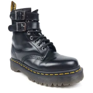 Dr. Martens 1460 ALT Dual Buckle Black Patent Leather Combat Boots 6 90's Grunge