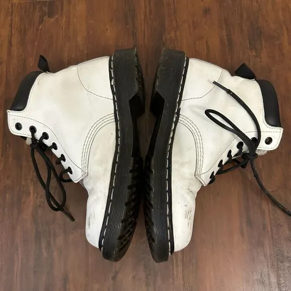 DR. MARTENS 939 White Smooth Leather High Top Boots