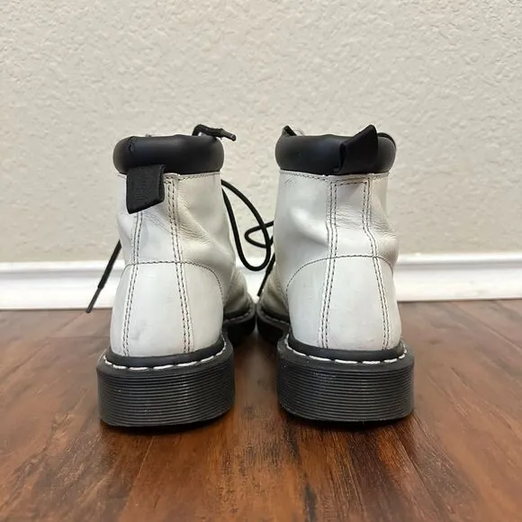 DR. MARTENS 939 White Smooth Leather High Top Boots