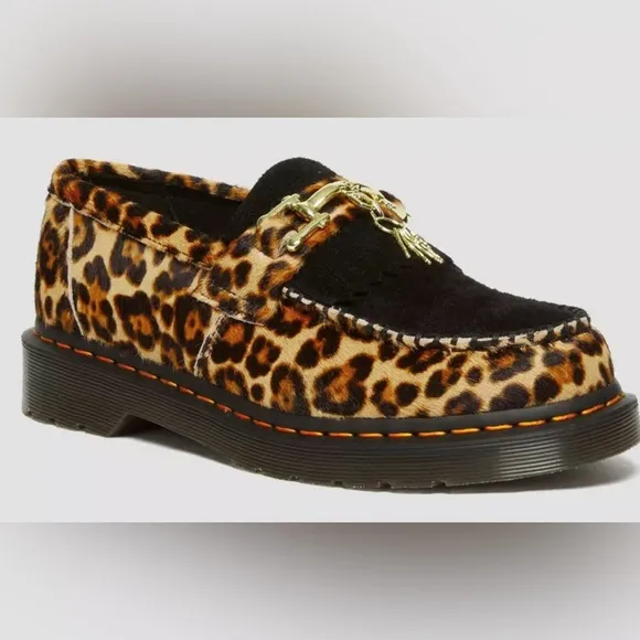 DR. MARTENS Adrian Hair-On Leopard Print Snaffle Loafers Size 8 Men's 9 Women's