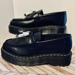 Dr Martens Adrian Quad Leather Platform Tassel Loafers Black M 11 W 12 Kiltie