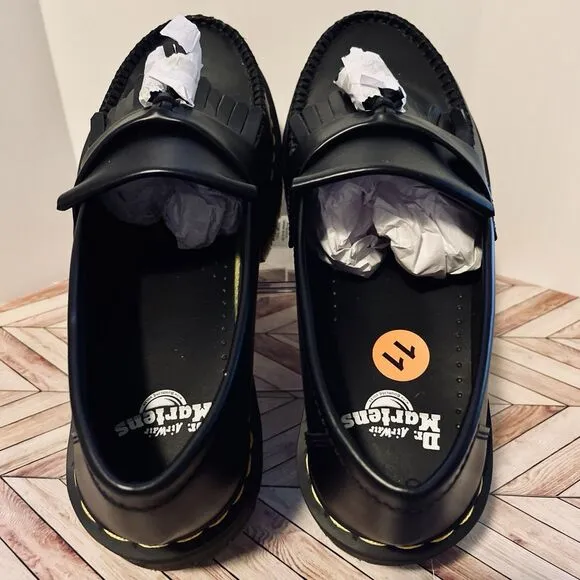 Dr Martens Adrian Quad Leather Platform Tassel Loafers Black M 11 W 12 Kiltie