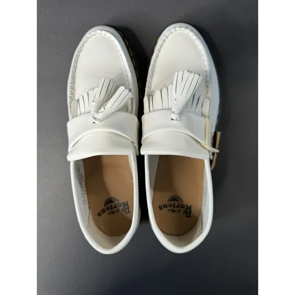 Dr. Martens ADRIAN YS White Smooth Leather Tassels Loafers Size Men’s 8 Women 9