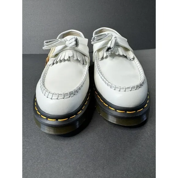 Dr. Martens ADRIAN YS White Smooth Leather Tassels Loafers Size Men’s 8 Women 9