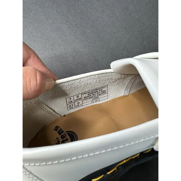 Dr. Martens ADRIAN YS White Smooth Leather Tassels Loafers Size Men’s 8 Women 9