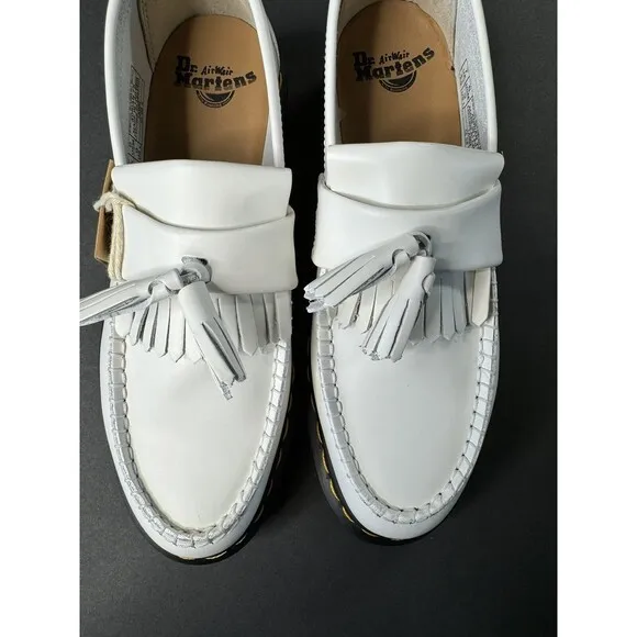 Dr. Martens ADRIAN YS White Smooth Leather Tassels Loafers Size Men’s 8 Women 9