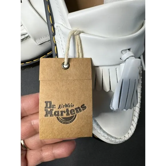 Dr. Martens ADRIAN YS White Smooth Leather Tassels Loafers Size Men’s 8 Women 9